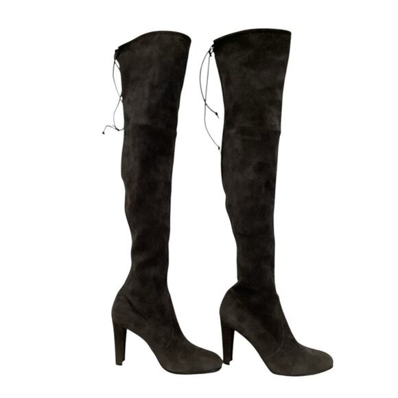 Stuart Weitzman Highland Stretch Suede Over The Knee Londra Boot Gray 8.5M - Picture 2 of 16